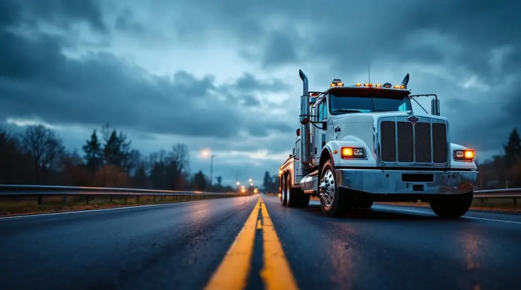 A flatbed truck assisting a stranded driver in Fargo.